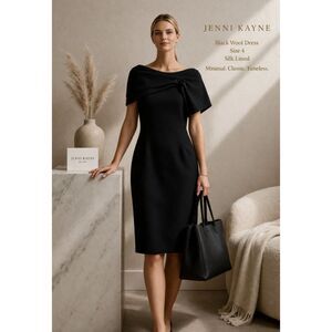 Jenni Kayne Black Wool Dress Size 4 Silk Lined Minimal Sheath Classic